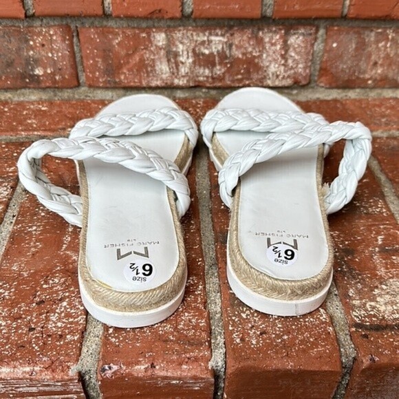 Marc Fisher Jaimee Flat Espadrille Slip On Sandal in White Size 6.5 - Picture 4 of 8